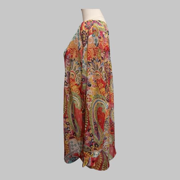 Soft Surroundings Sheer Paisley Floral Bohemian Resort Oversized Tunic Top 1X - Picture 4 of 12